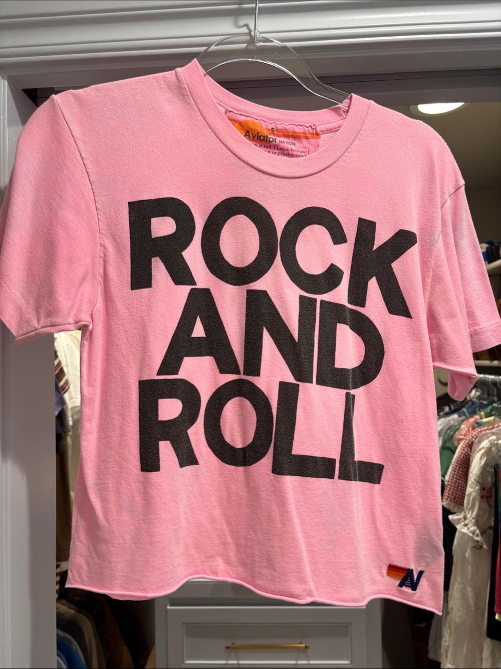 Aviator Nation Pink "Rock and Roll" Graphic Tee